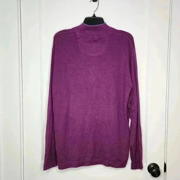 Tommy Bahama Mens Size Large Cotton Cashmere Blend Quarter Zip Sweater Purple - Picture 2 of 5